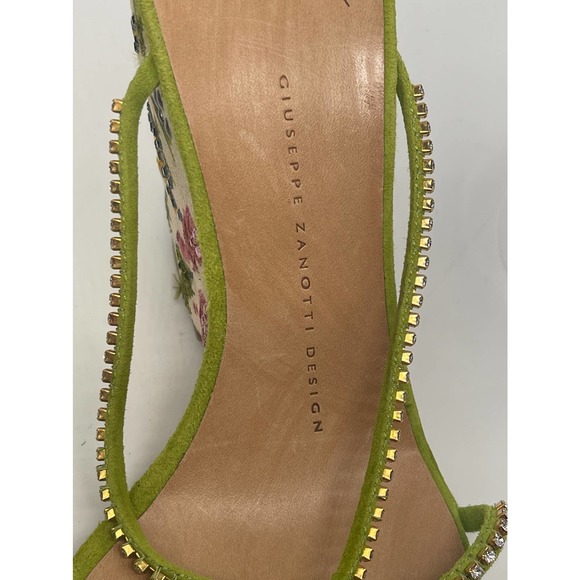 Giuseppe Zanotti Green Floral Wedge Sandals - Picture 10 of 13
